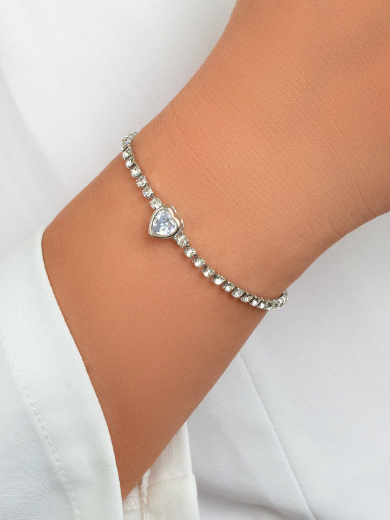 Anniversary Jewellery Shining Luxury Rhinestone Heart Adjustable