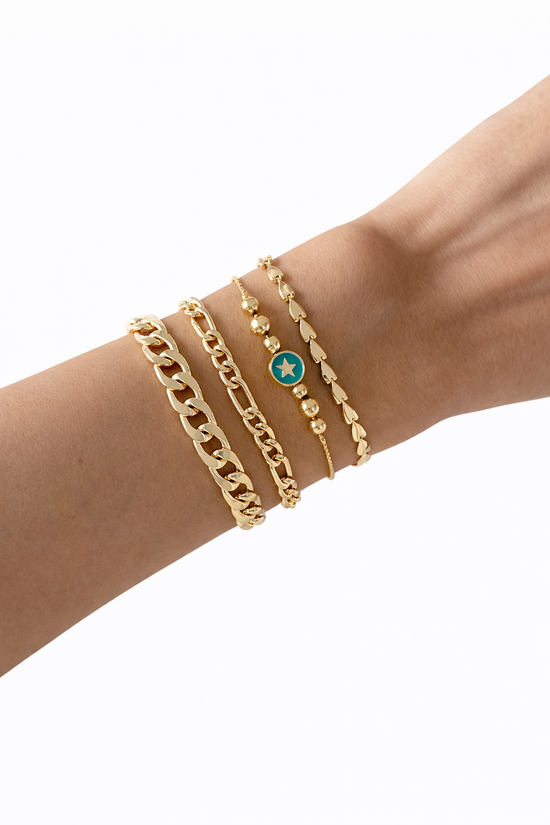 World Star Bracelet Set Four Piece Layered Adjustable Elegant Jewelry