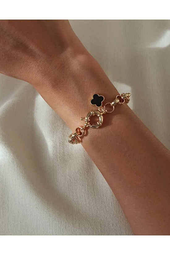 Black Clover Bracelet Adjustable Minimal Elegant Fashion Jewelry
